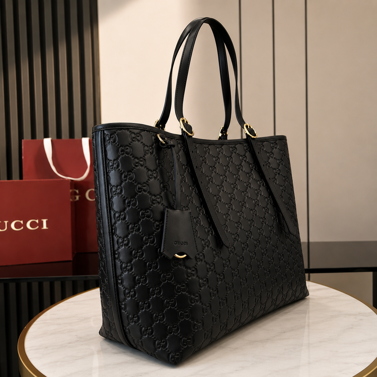 GU EMBLEM LARGE TOTE NEGRO
