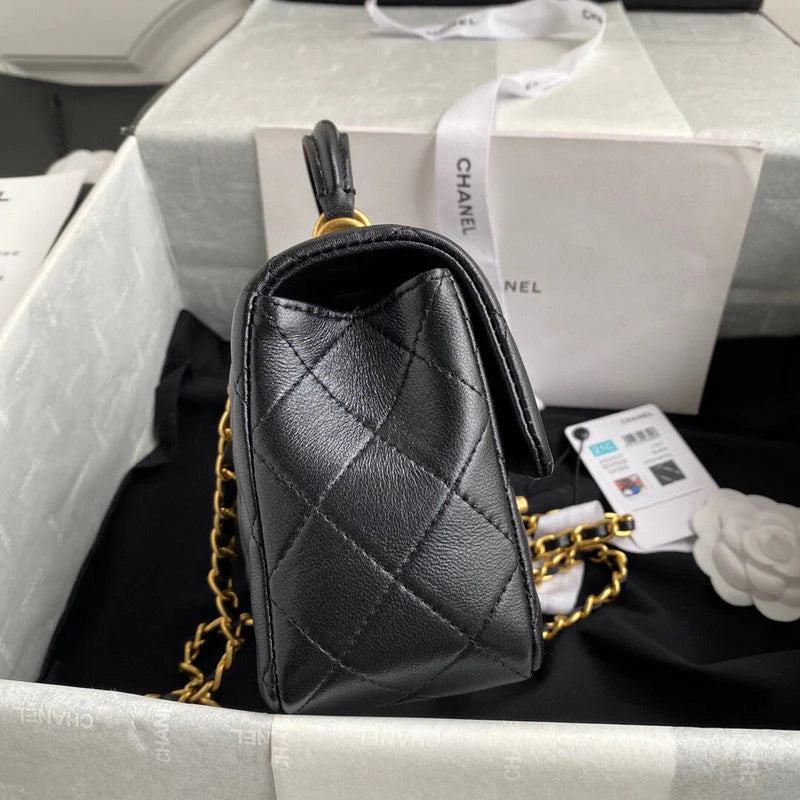 CC TOP HANDLE RECTANGULAR FLAP MINI LAMBSKIN