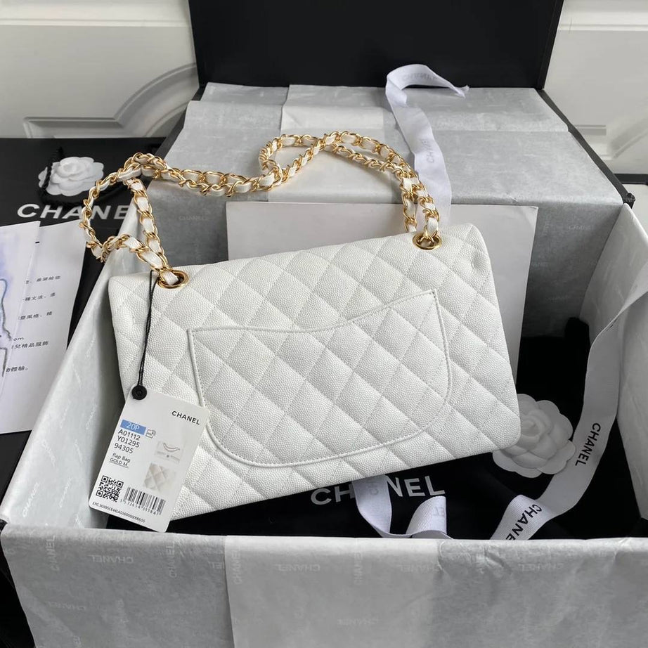 CC FLAP BAG 26 BLANCA CAVIAR