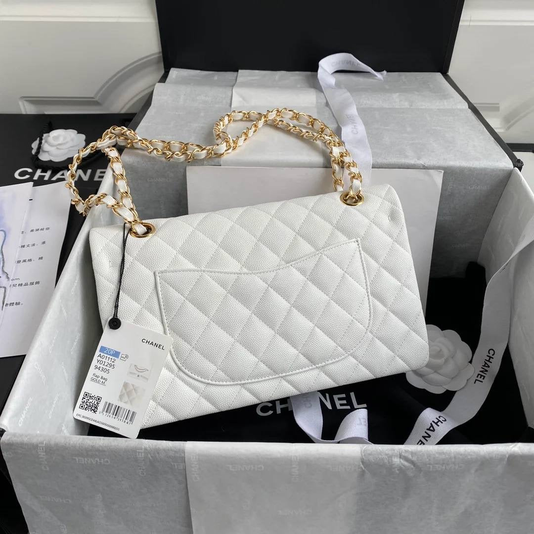 CC FLAP BAG 26 BLANCA CAVIAR