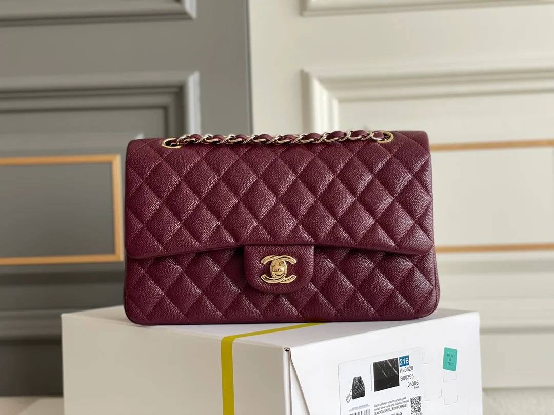 CC FLAP BAG 26 VINO CAVIAR