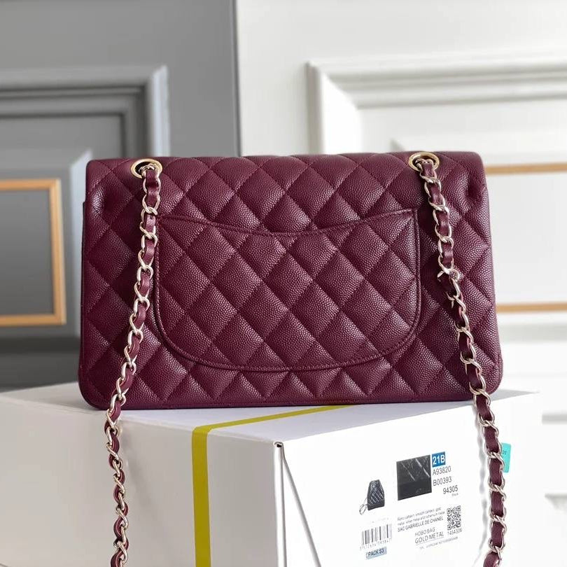 CC FLAP BAG 26 VINO CAVIAR