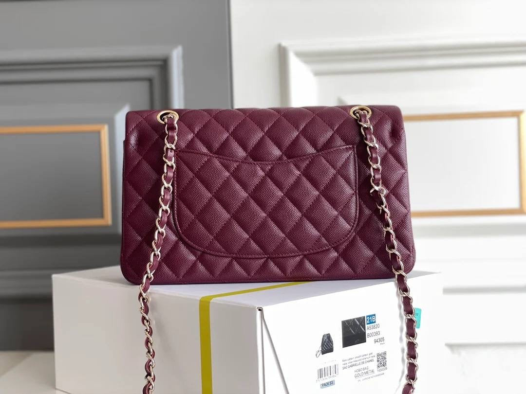 CC FLAP BAG 26 VINO CAVIAR