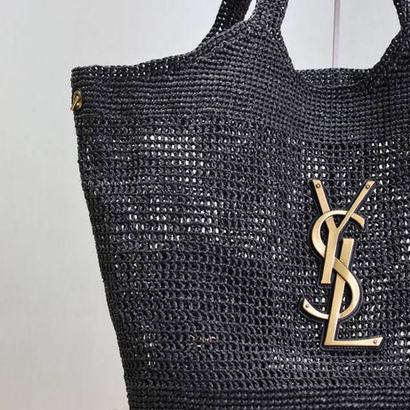 YL I CARE MAXI TOTE RAFFIA NEGRO