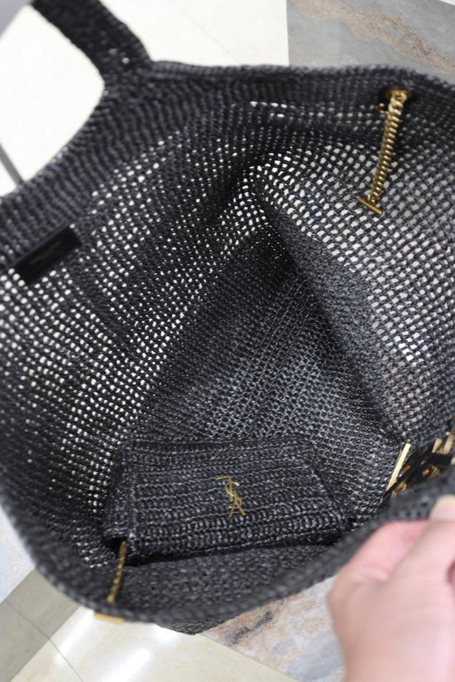 YL I CARE MAXI TOTE RAFFIA NEGRO
