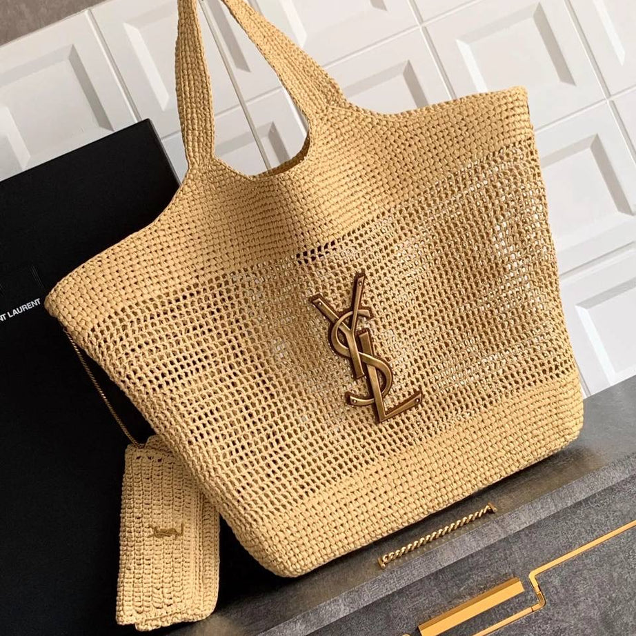 YL I CARE MAXI TOTE RAFFIA