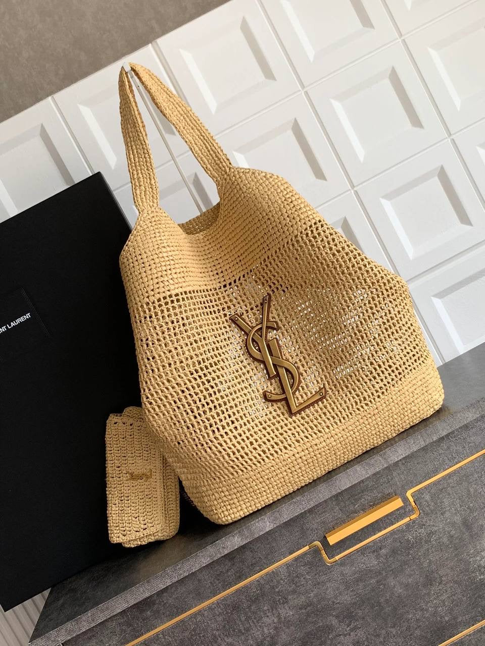 YL I CARE MAXI TOTE RAFFIA