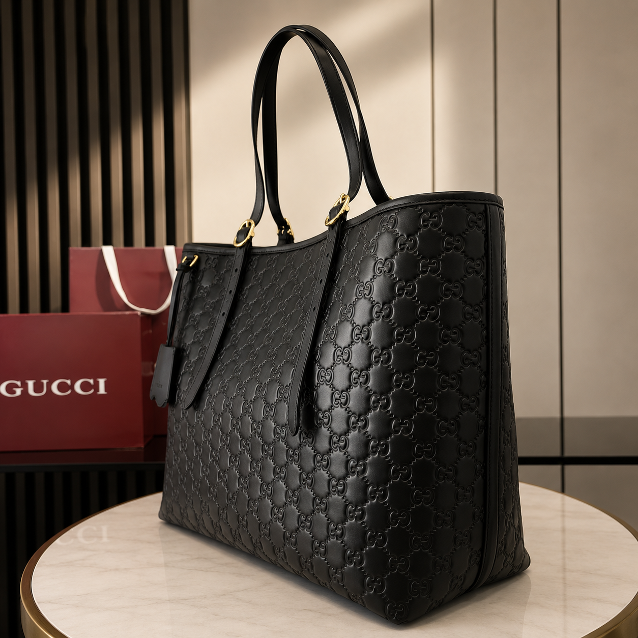 GU EMBLEM LARGE TOTE NEGRO