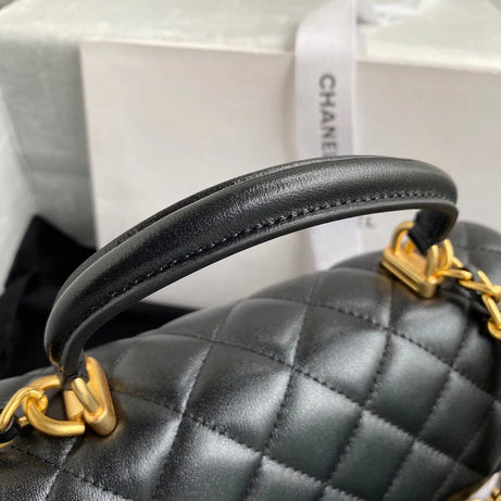 CC TOP HANDLE RECTANGULAR FLAP MINI LAMBSKIN