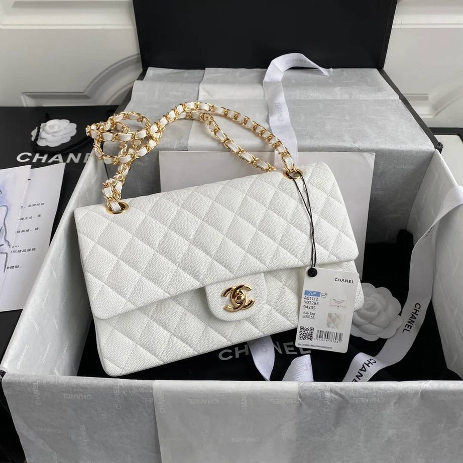 BOLSO FLAP BAG 26 BLANCA CAVIAR