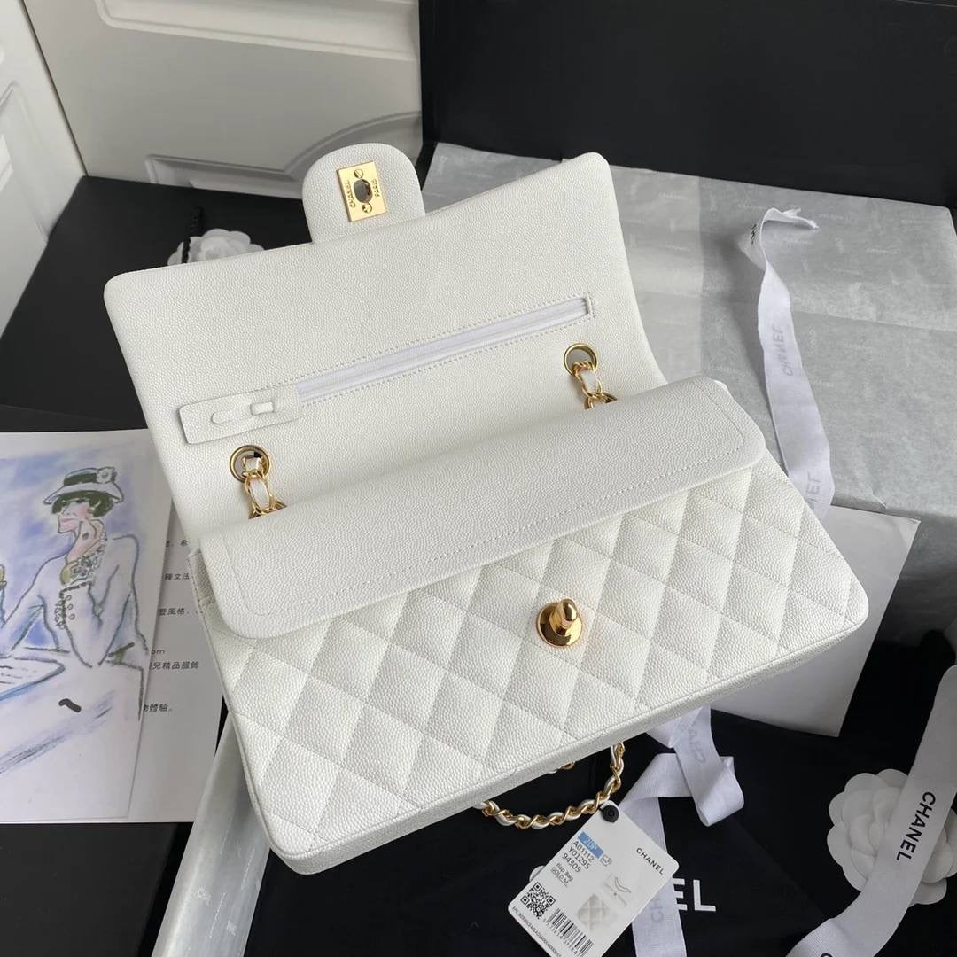 CC FLAP BAG 26 BLANCA CAVIAR