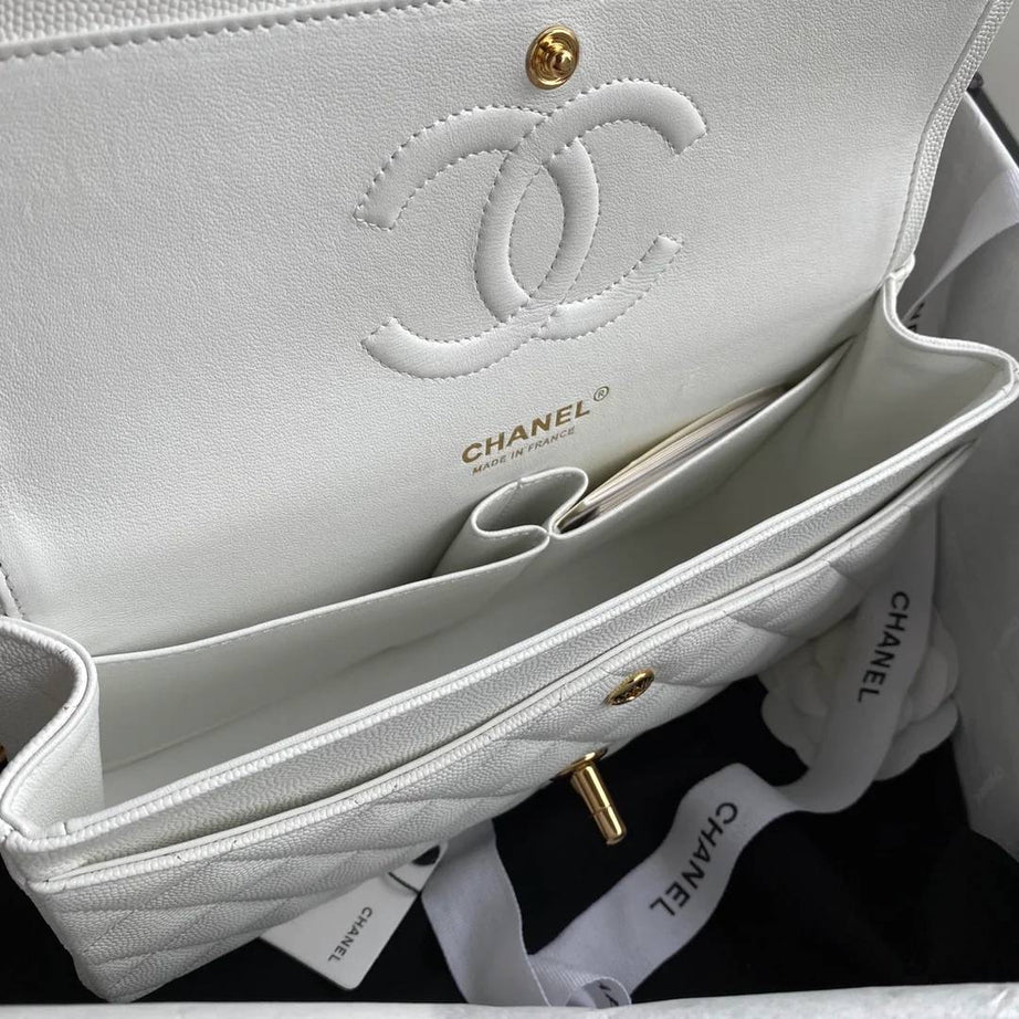 CC FLAP BAG 26 BLANCA CAVIAR