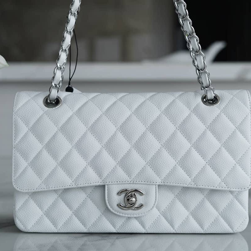 BOLSO FLAP BAG 26 BLANCA CAVIAR