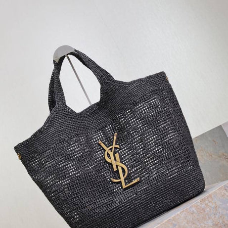 YL I CARE MAXI TOTE RAFFIA NEGRO
