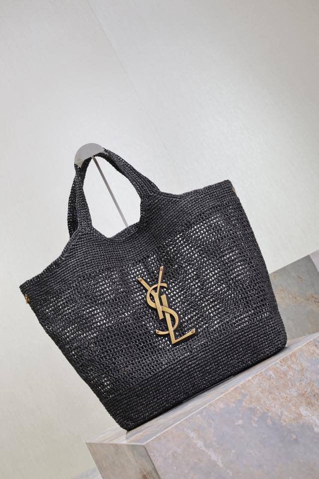 YL I CARE MAXI TOTE RAFFIA NEGRO