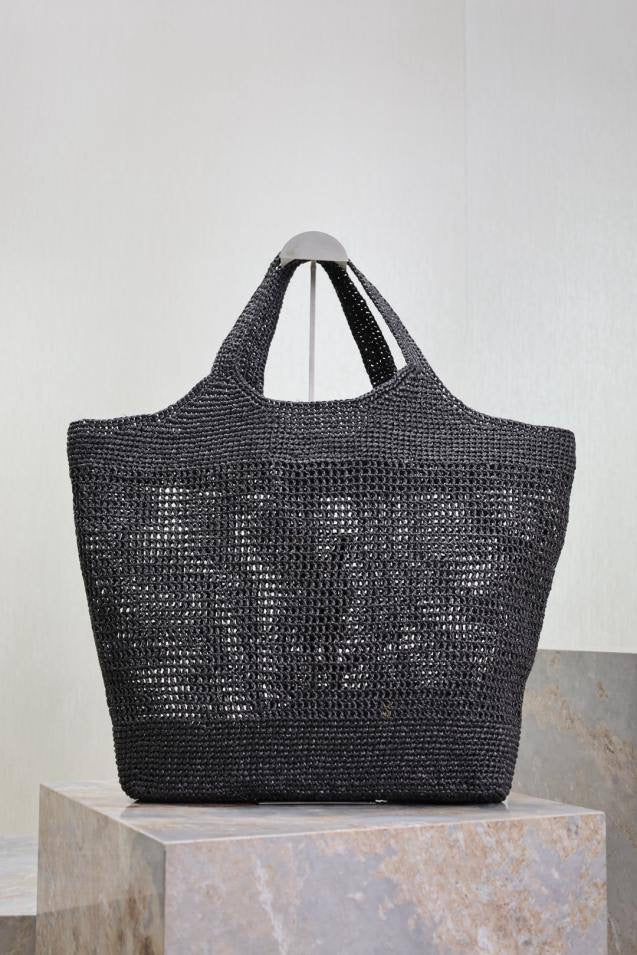 YL I CARE MAXI TOTE RAFFIA NEGRO