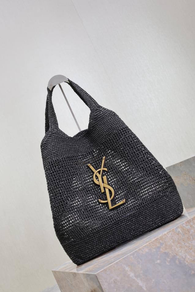 YL I CARE MAXI TOTE RAFFIA NEGRO