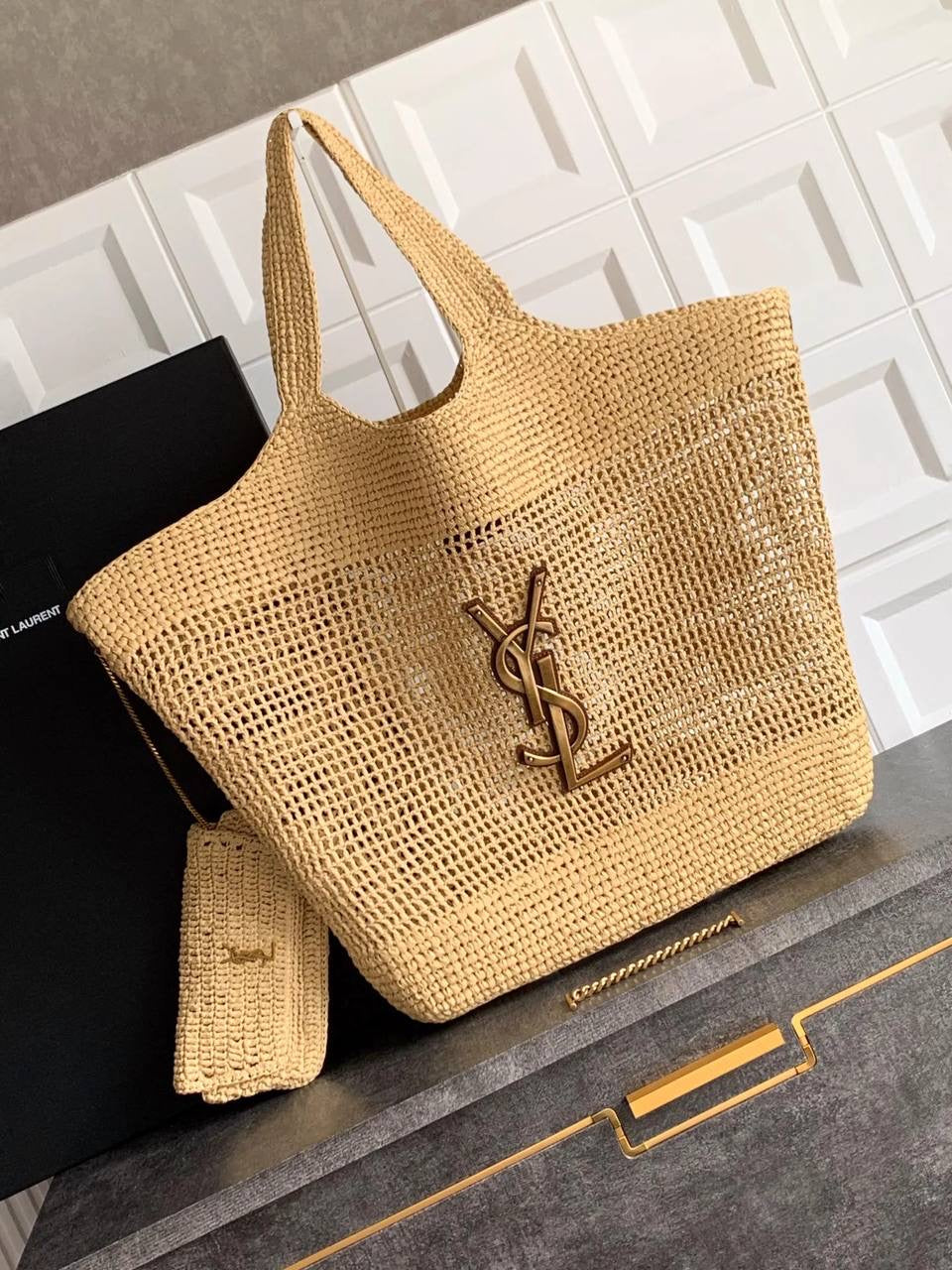 YL I CARE MAXI TOTE RAFFIA