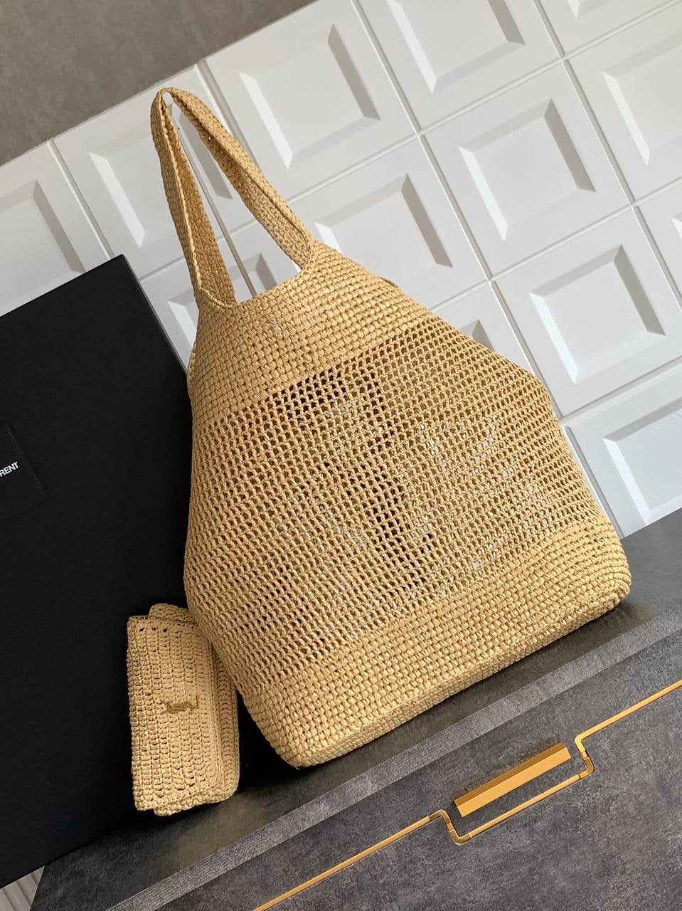 YL I CARE MAXI TOTE RAFFIA